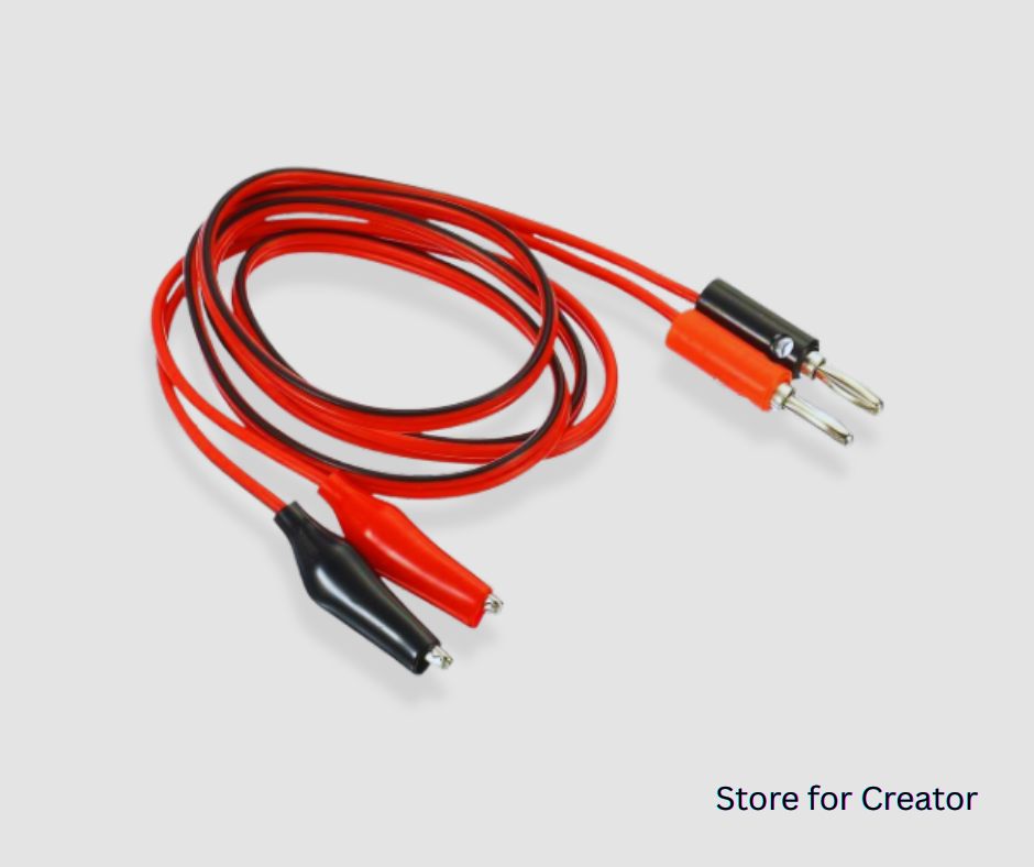 Banana Plug to Alligator Clip Cable (Red, Black, 1m)