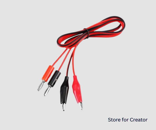 Banana Plug to Alligator Clip Cable (Red, Black, 1m)