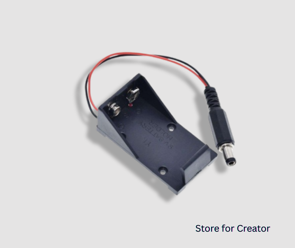 9V Battery Holder Case With DC Plug